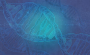 An image of a dna strand on a blue background.